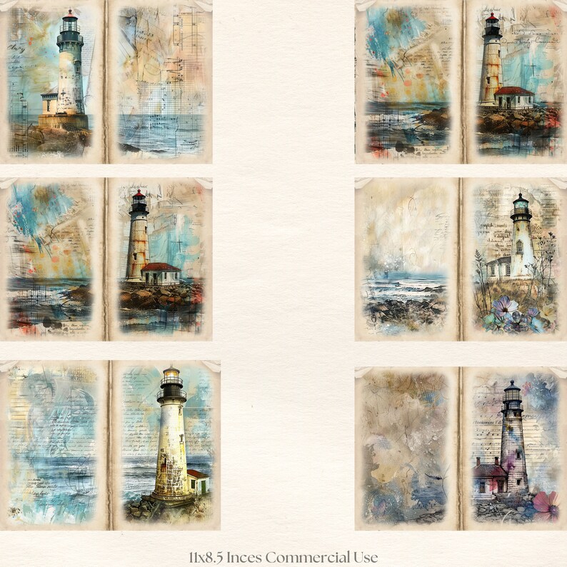 Junk Journal Printable, Vintage Lighthouse Journal, Ocean Journal ...