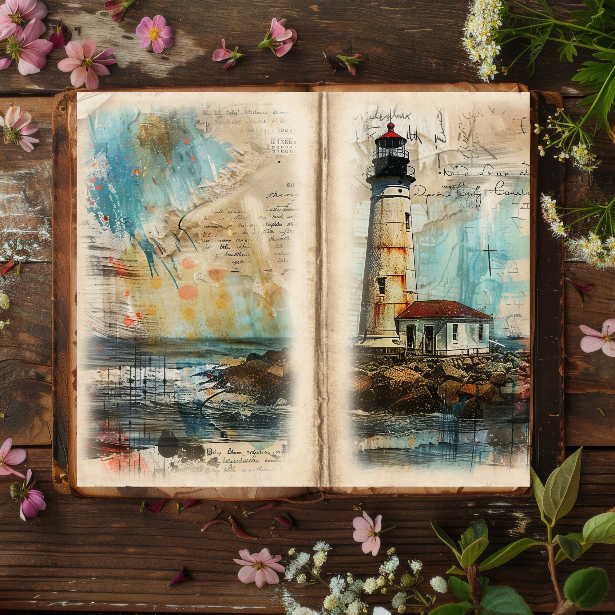 Junk Journal Printable, Vintage Lighthouse Journal, Ocean Journal ...