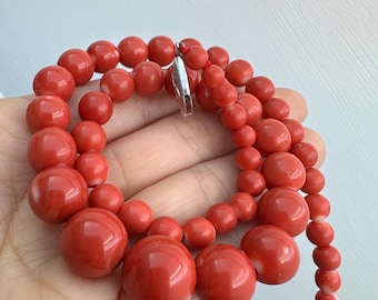 Antique vintage Japanese red coral necklace, 42gr, red coral