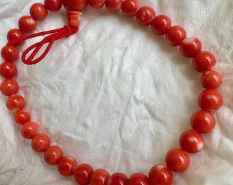 Japanese natural red coral 7 to 9mm, small mala bracelet
