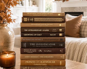 Fall/ Earthy toned book stack, Theme books, decorative books, book set, home decor, neutral decor, book collections, Cream books, Tan books