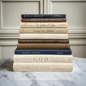 Christian book stack, black, neutral, navy, gold, red plum etc.