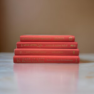 Red book stack, books, Themed books, decorative books, book set, home decor, neutral decor, book collections