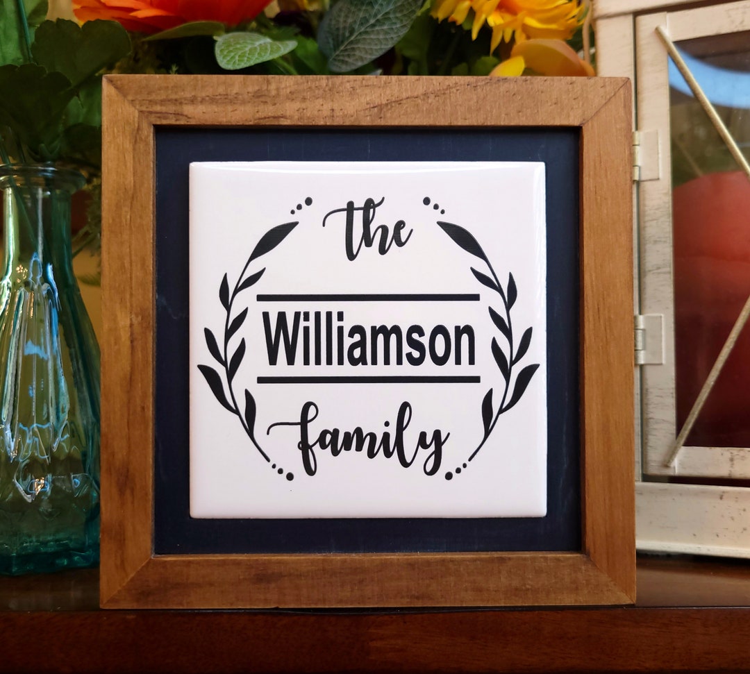Customizable Text Decor Ceramic Tile Frame 6-inch Real Wood Frame ...