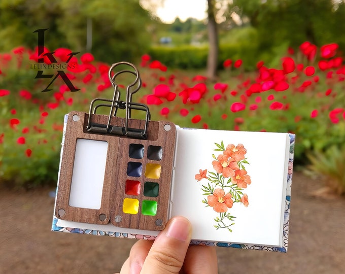 Mini Watercolor Palette • Travel Watercolor Kit • Tiny Palette 8cmx6cm • Artist Gift • Portable Painting Set • Travel Gift for Artists