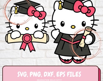 Hello Senior Kitty 2023 Graduation Season DXF, SVG, PNG Files High School College Grad