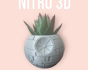 Death Star Planter, Supports used, Succulent Planter Pot, Star Wars Geeky Gift, 3D Printed