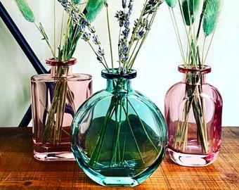 Vase bourgeon en verre rétro, vase bourgeon en verre rose, ensemble de vases en verre, rose, vert, bleu, ambre, gris