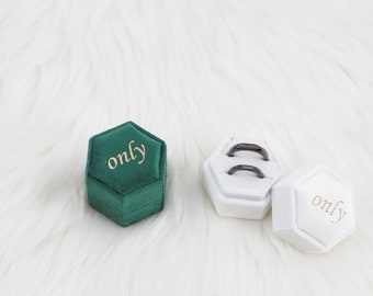 Customized personalized velvet ring box | Creative octagonal design | DIY couple engagement ring box