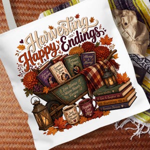 Boekentas voor de herfstromantiek, Boekentas met happy endings, Gezellig herfstcadeau voor boekenliefhebbers, Boekentas van BookTok, Romantiektas