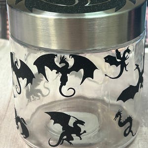 Dragon Candy Jar, fantasy lover gift for book lover cookie jar, glass jar