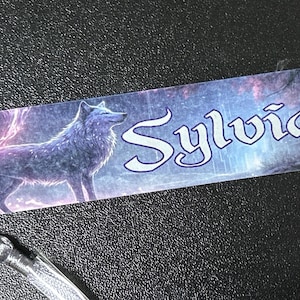 Fantasy Wolf Personalized Bookmark, cute fairytale handmade bookmark, romance reader page marker, princess belle bookmark with tassel, metal