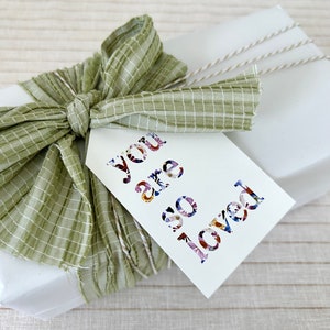 You Are So Loved Gift Tags, Set of 6 Floral Swing Tags, Set of 6 Blank Present Tags for Anniversary, Baby Shower or Special Occasion
