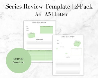 Book Review Template | Printable Reading Planner | Series Book Review Template