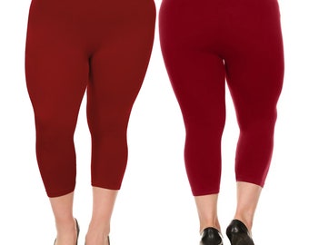 Women's Ultra-Soft Breathable Comfy High Waisted Smooth Stretch Active Comfortable Fit Soft Stretch Yoga Capri Leggings(Plus Size Available)