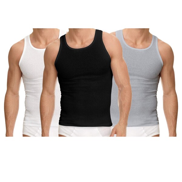 Men's Classic Breathable Flattering Solid Slim-Fit Cotton Soft Ribbed Slim-Fitting Summer Tank Tops  Perfect for Hot Days and Casual Wear