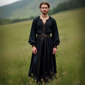 Viking Robe Medieval Tunic | Long Sleeve Norse Costume | Medieval Reenactment Outfit | LARP Clothing | Historical Attire | Fantasy Wear