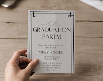 Minimalist Graduation Invitation Grad Announcement Modern Grad Invitation Graduation Invite High School Grad Invite College Grad