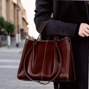 Große Lederhandtasche, Echtleder-Einkaufstasche für Frauen, Hobo-Schultertasche mit großer Kapazität, Alltagsarbeitstasche Stilvolle Echtleder-Einkaufstasche