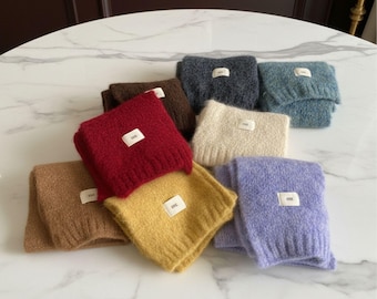 Color Cashmere Scarf Knitted Scarf Autumn Scarf Winter Scarf Ribbed Scar Gift For Her Womens Winter Gift Wool Scarf Non Itch Scarf