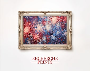 Patriotic 4th of July Fireworks Wall Decor, 4th of July Wall Art, Digital Print Wall Art, Patriotic Art July 4th Party Decor, Fourth of July