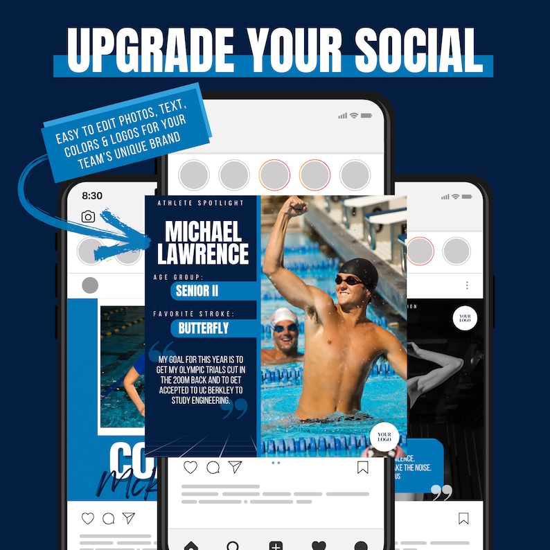 Swimming Social Media Canva Template Bundle image 2