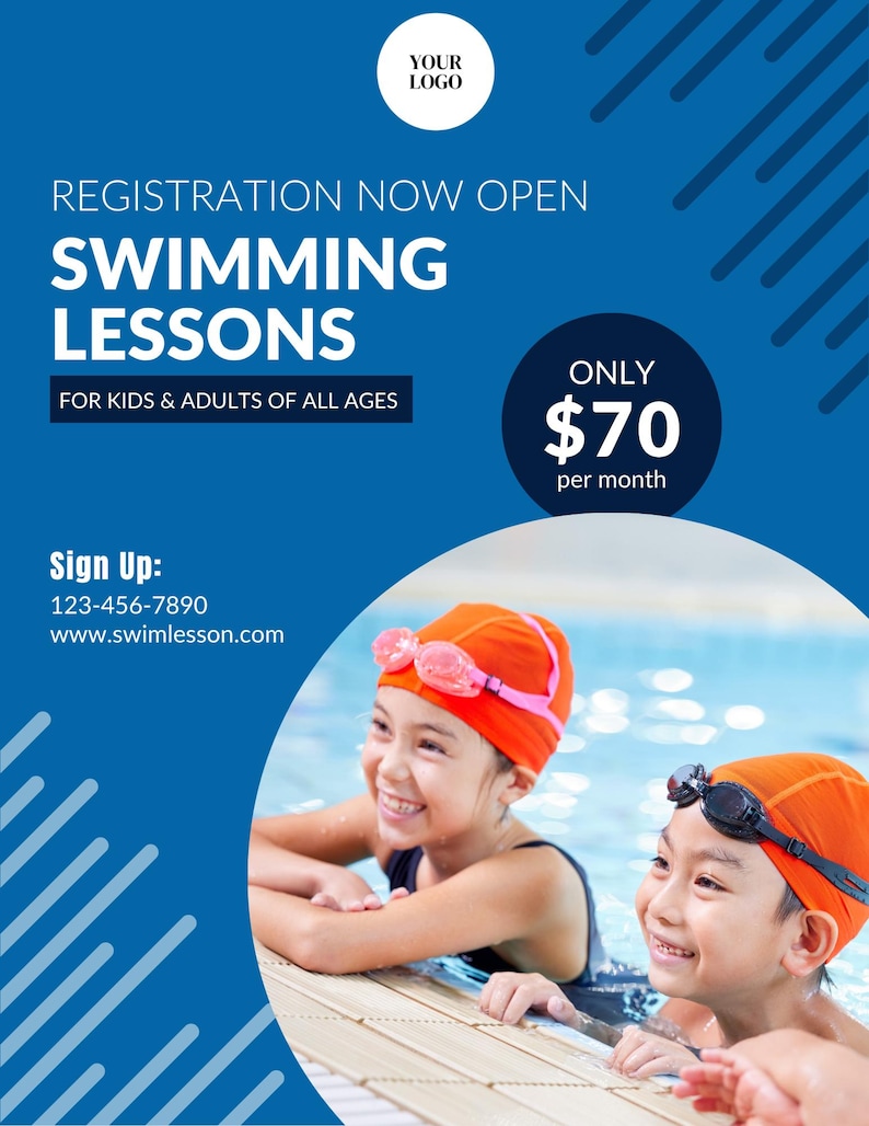 Swim Lesson Flyer | Editable Canva Template for Printing And/or Email ...