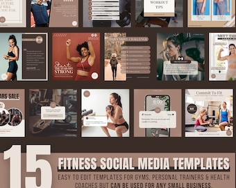 Fitness Coach Social Media Canva Template Bundle