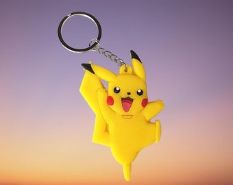 Happy Pikachu Double Sided Keychain Backpack Car Charm