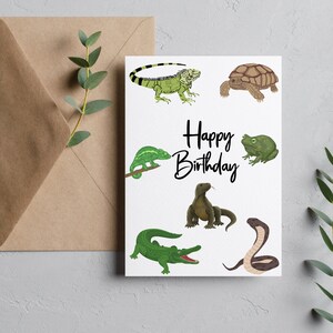 Tarjeta de feliz cumpleaños de reptil/tarjeta de reptil/cumpleaños de reptil/tarjeta de reptil/tarjeta de cumpleaños de reptil/tarjeta de cumpleaños para niños/tarjeta en blanco/tarjeta de cumpleaños/