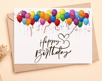 Carte de voeux joyeux anniversaire/carte d'anniversaire/carte vierge/jolie carte d'anniversaire/carte pour lui/carte pour elle/carte pour enfants/carte d'anniversaire ballon/cartes