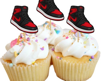 12 cupcake toppers-jordan birthday-air jordan party-jumpman birthday-jumpman party decor-jordan birthday-jumpman party-jumpman shower-