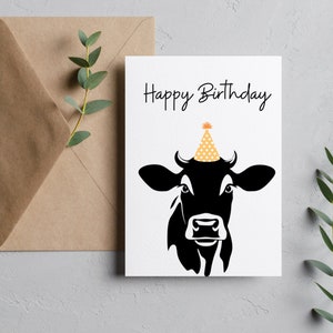 Tarjeta de feliz cumpleaños de vaquilla/tarjeta de cumpleaños de vaca/tarjetas en blanco/cumpleaños de vaca/tarjetas divertidas/tarjeta para mejor amiga/tarjeta para ella/tarjeta para hermana/tarjeta de vaca