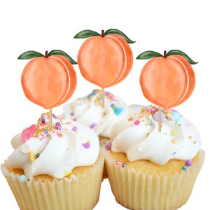 12 toppers de cupcake de pêssego em aquarela/aniversário de pêssego/festa de pêssego/doce como um pêssego/primeiro aniversário/1º aniversário/um pêssego doce/primeiro aniversário de menina