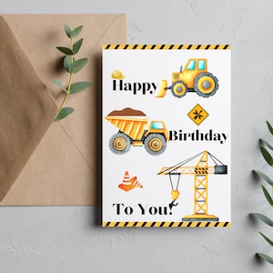 Tarjeta de feliz cumpleaños de construcción/tarjeta de cumpleaños de construcción/fiesta de construcción/tarjeta de camión volquete/tarjeta de cumpleaños de niño/tarjeta de primer cumpleaños/tarjetas