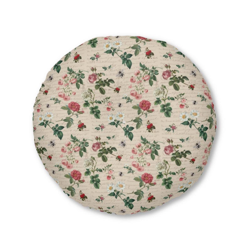 Plush Tufted Floor Pillow - Retro Floral Tulip - DipaliZ main image 0