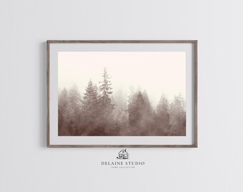 Misty Forest Printable Wall Art | Digital Download Nature Painting for Tranquil Home Decor