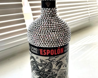 Bottiglia di tequila Espolon Silver con strass applicati a mano (alcol non incluso)