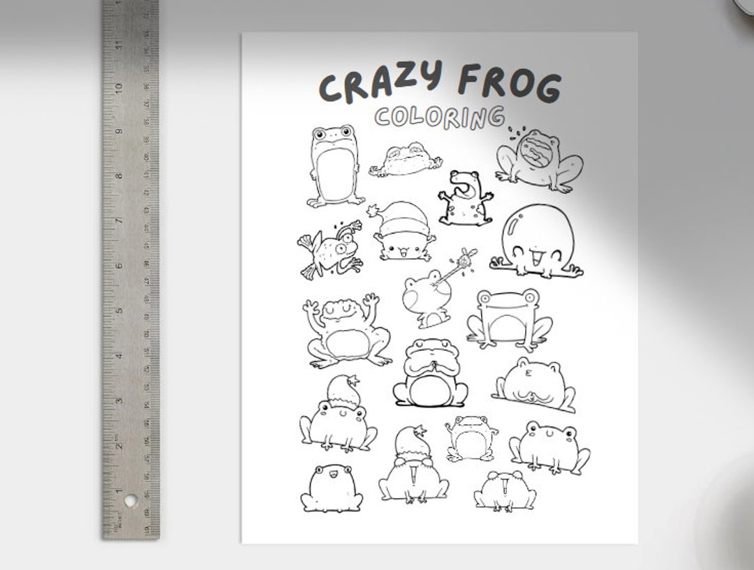 Frog Coloring, Crazy Frog, Funny Frog Coloring, Print at Home, Fun Frog ...