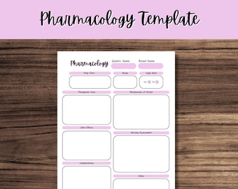 Printable Pink Pharmacology Study Template