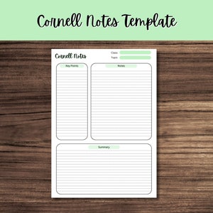Peut inclure: Un modèle de notes de Cornell imprimable avec des sections pour les points clés, les notes et un résumé. Le modèle est conçu pour prendre des notes dans un format structuré.