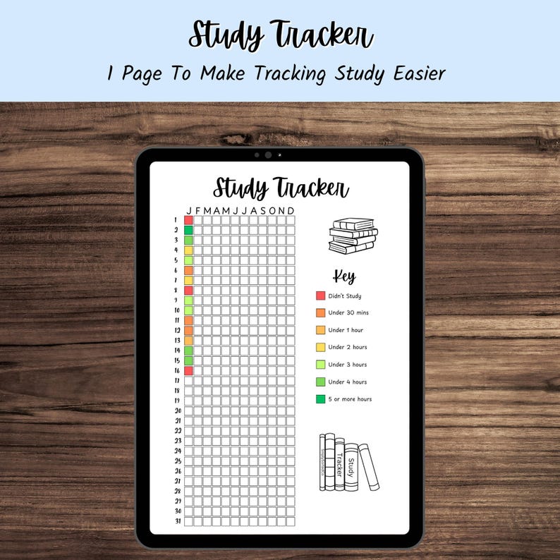 Study Tracker Colour In Student Study Tracker Printable | A4 Journal Page (PDF) - Etsy Australia