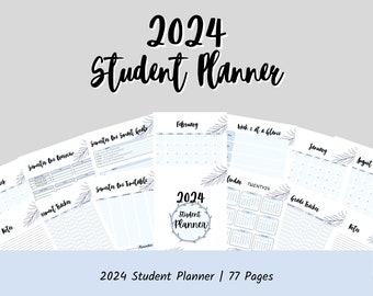 Printable 2024 Pastel Blue Digital Student Planner | Student Diary | Student Journal