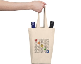 Thank You Korean Gamsahamnida Rainbow Colors Double Wine Tote Bag