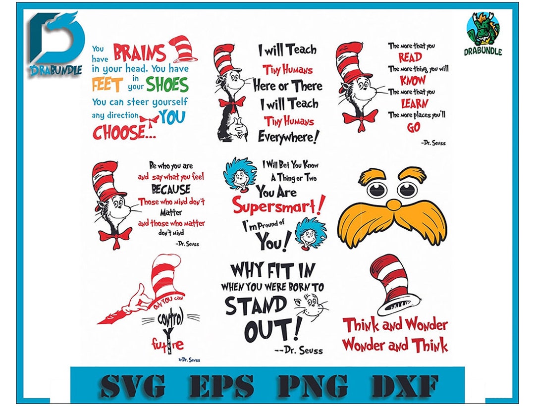 Designs Dr Seuss Svg Layered Item, Dr. Seuss Quotes Cat in the Hat Svg ...