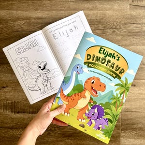 Personalised Dinosaur Colouring Book with Early Learning Activities for Preschooler with Literacy and Numeracy Activities