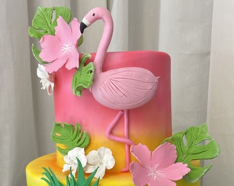 Cake Set Flamingo and Pineapple, Cute Flamingo Topper, Tropical Decorations