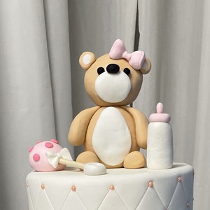 Ours en peluche fondant de gâteau, gâteau de baby shower ours en peluche, gâteau ours mignon
