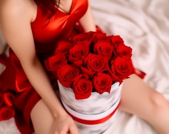 Las rosas preservadas duran hasta 3 años - Caja de flores preservadas - Regalo perfecto - Regalo de cumpleaños - Regalo del día de San Valentín - Regalos de boda.
