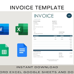 Minimalist Invoice Template | Small Business | Client Invoice | Excel Spreadsheet |  Word Template | Services Invoice | Business Invoice  |